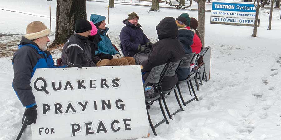 Quakers Praying for Peace at Textron Industries, Wilmington, MA