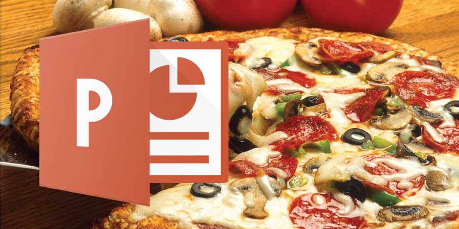 PowerPoint icon on top of pizza