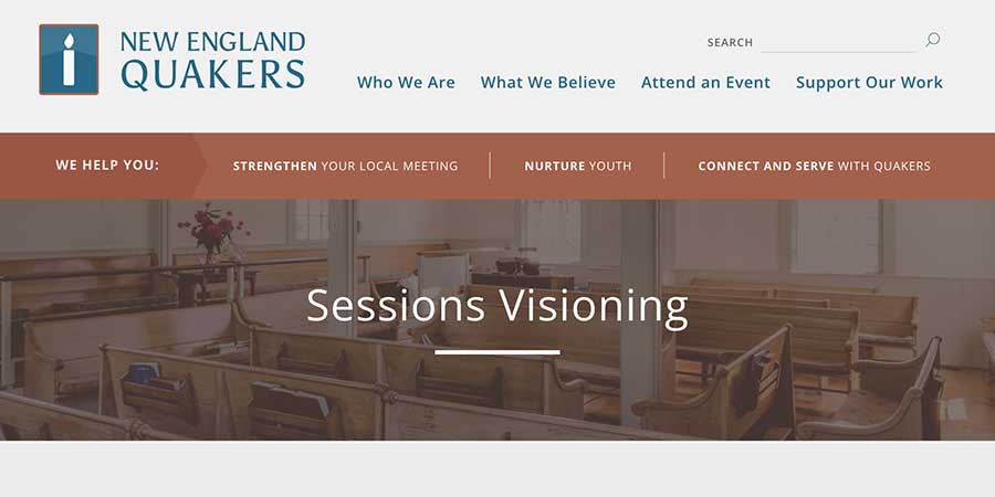 Website banner head saying Sessions Visioning