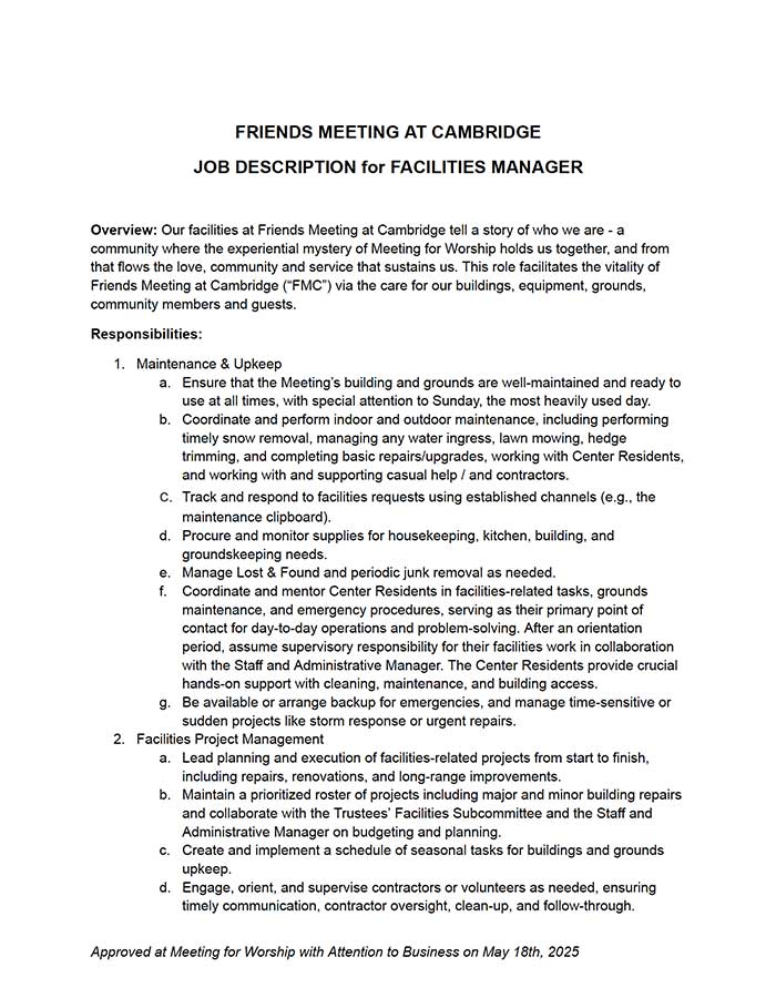 Facilities Manager Job Description 2025